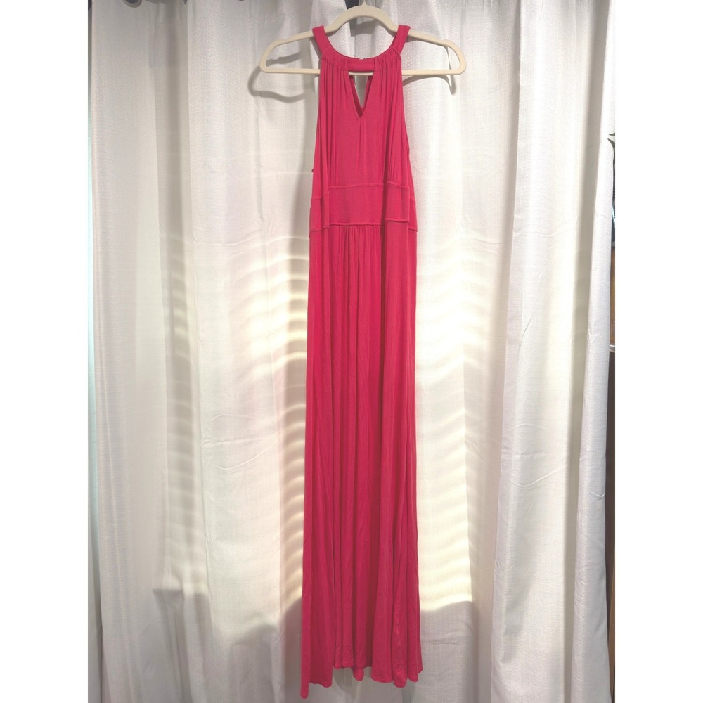 New York & Company Pink Halter Maxi Dress Keyhole Neck Sleeveless Small VN150005